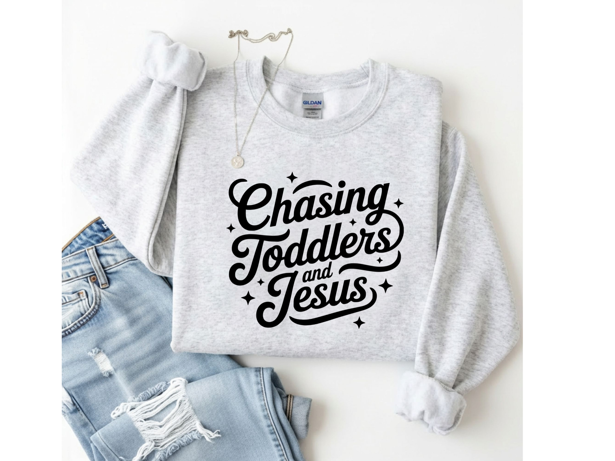 Chasing Toddlers and Jesus Crewneck